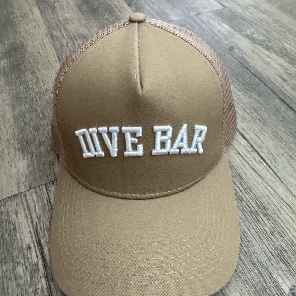 Dive Bar Embroidered Trucker Hat - Tan